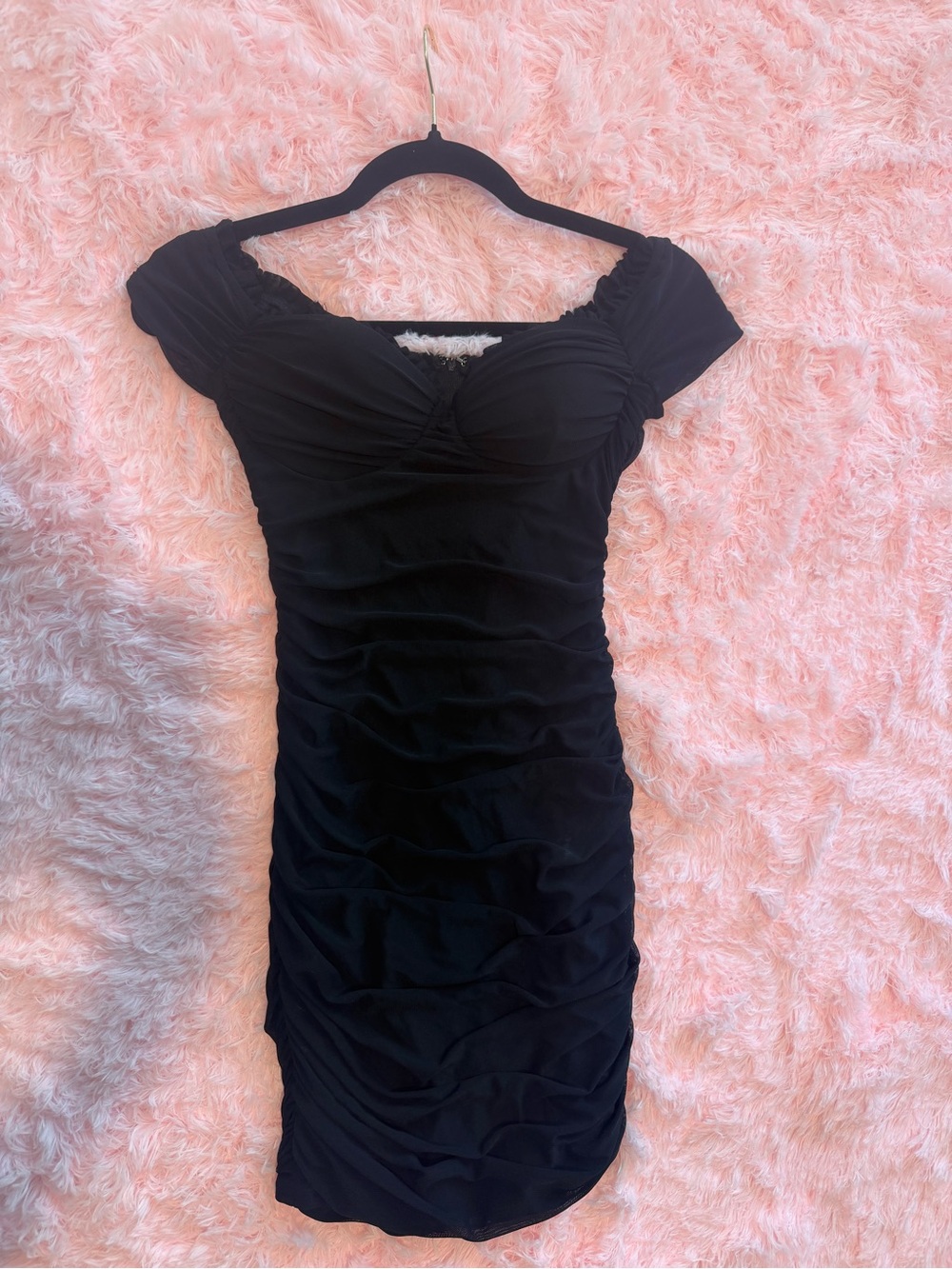 Windsor Black Ruched Off-Shoulder Dress